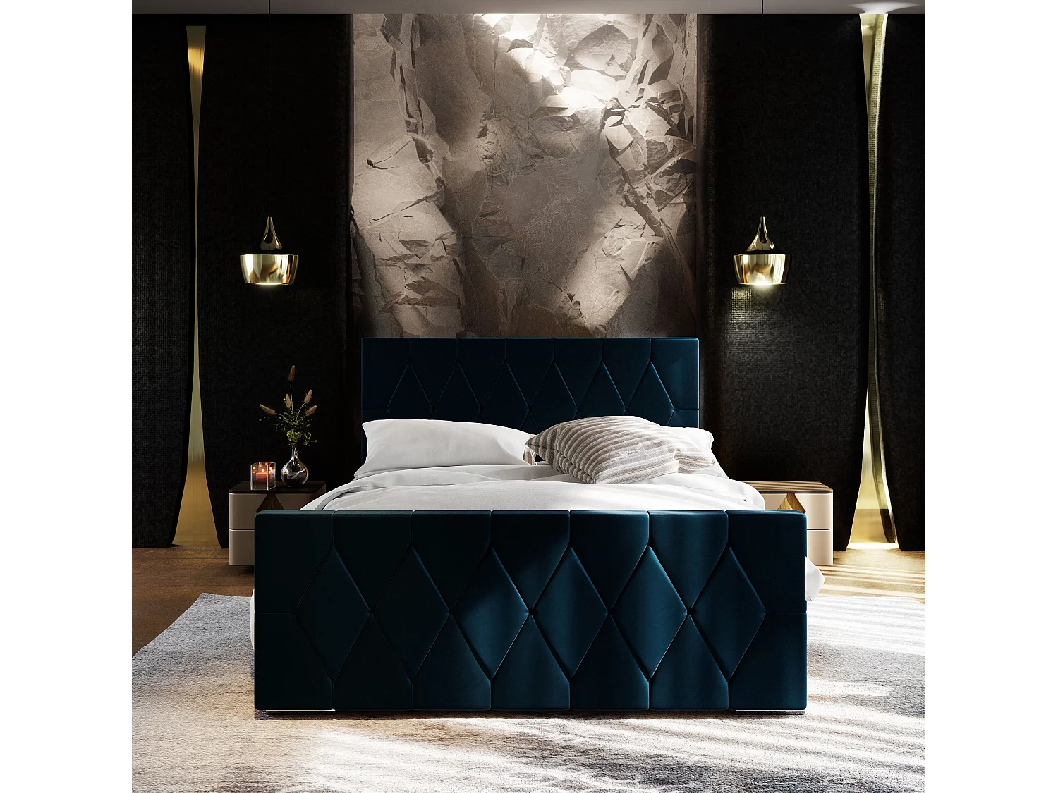 Polsterbett ADA 160x200 Itaka 11 mit Kopfteile, gepolstertes, - Matratze und mit Aufbewahrung unter Bett