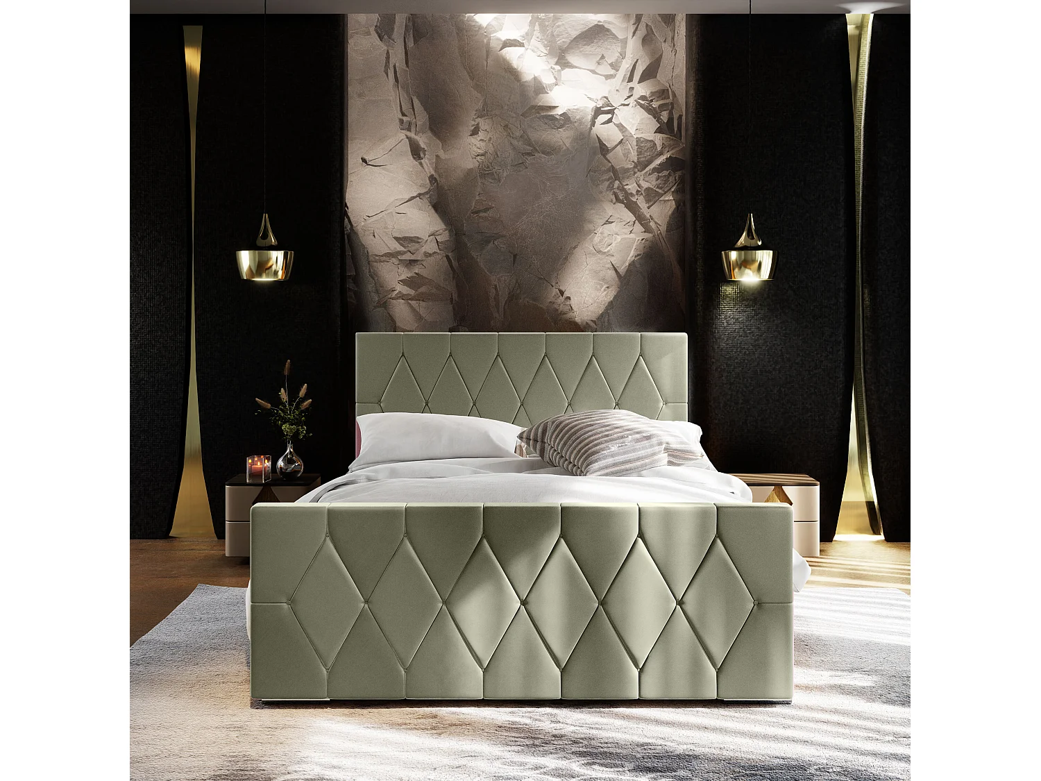 Polsterbett ADA 140x200 Itaka 16 mit Kopfteile, gepolstertes, - Matratze und mit Aufbewahrung unter Bett