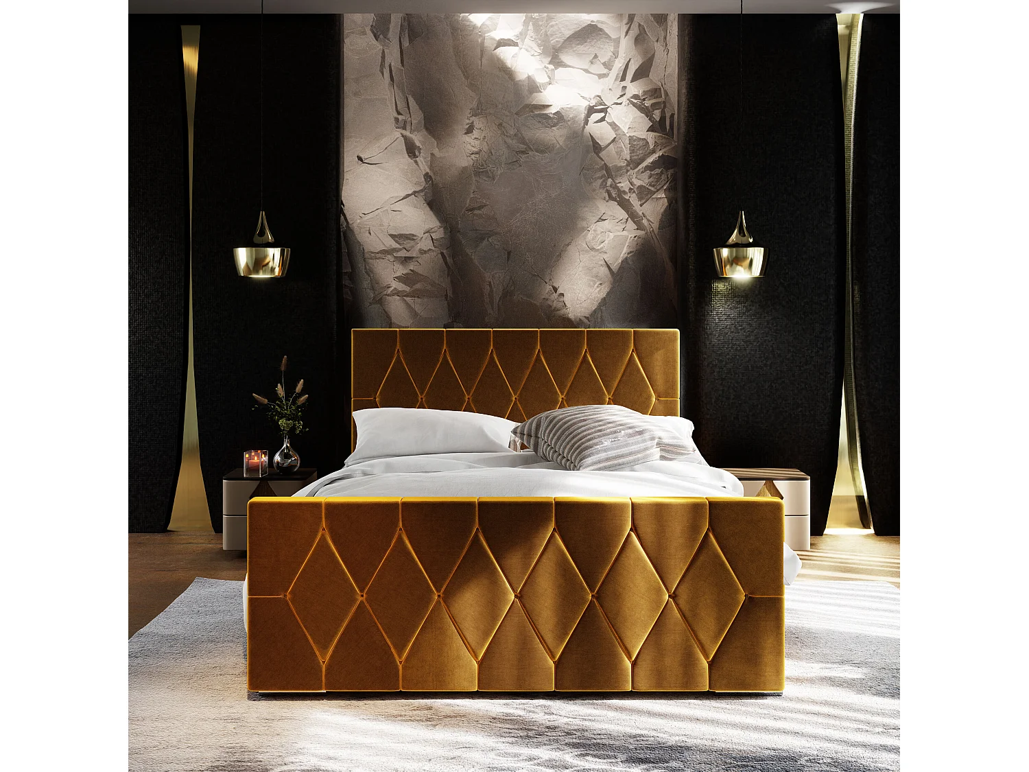 Polsterbett ADA 160x200 Itaka 33 mit Kopfteile, gepolstertes, - Matratze und mit Aufbewahrung unter Bett