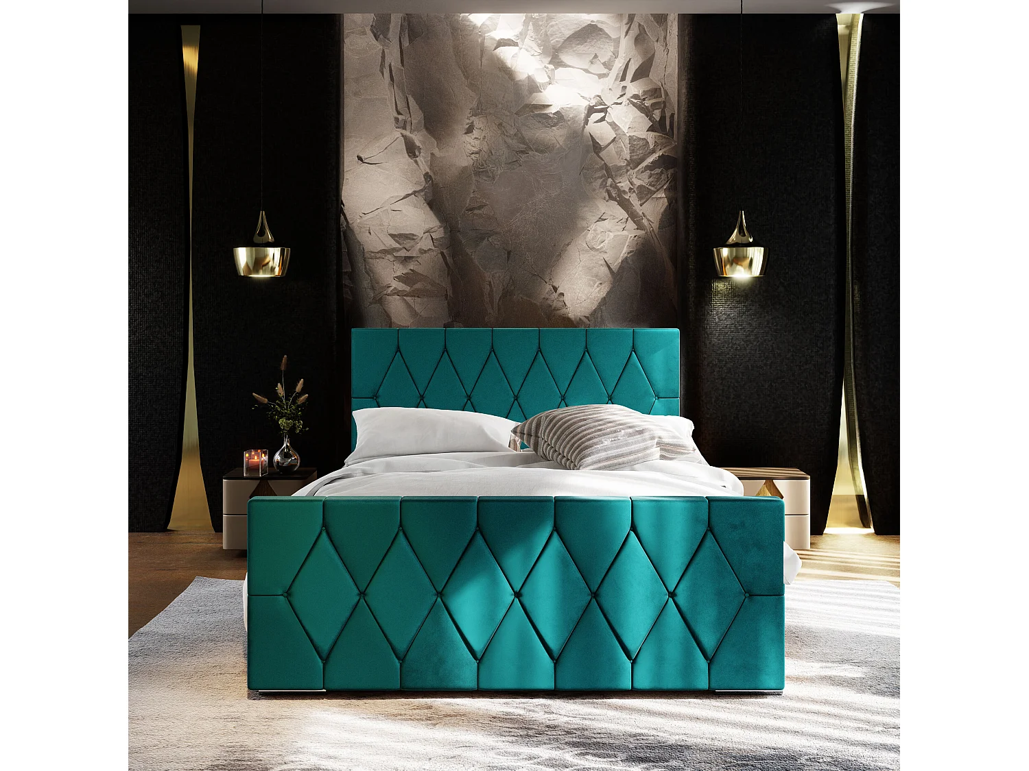 Polsterbett ADA 160x200 Itaka 39 mit Kopfteile, gepolstertes, - Matratze und mit Aufbewahrung unter Bett