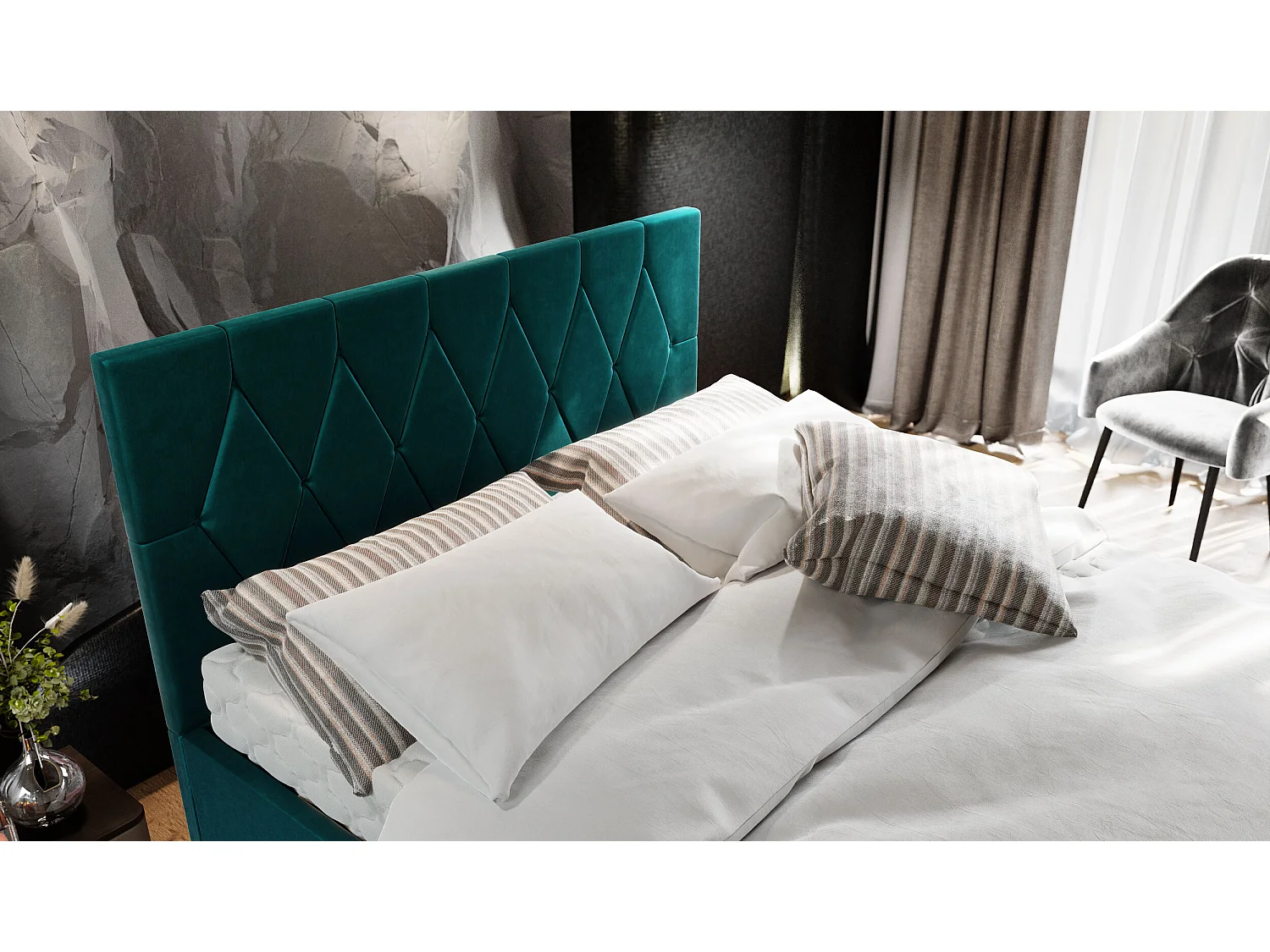 Polsterbett ADA 180x200 Itaka 39 mit Kopfteile, gepolstertes, - Matratze und mit Aufbewahrung unter Bett