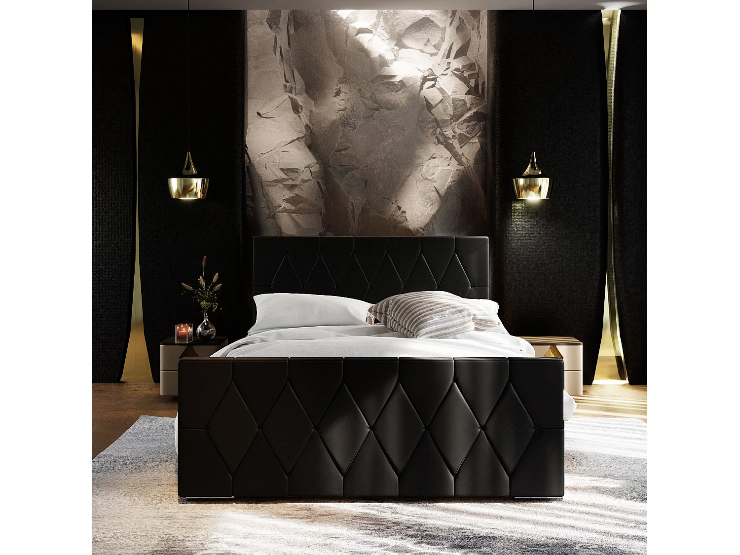 Polsterbett ADA 160x200 Itaka 15 mit Kopfteile, gepolstertes, - Matratze und mit Aufbewahrung unter Bett