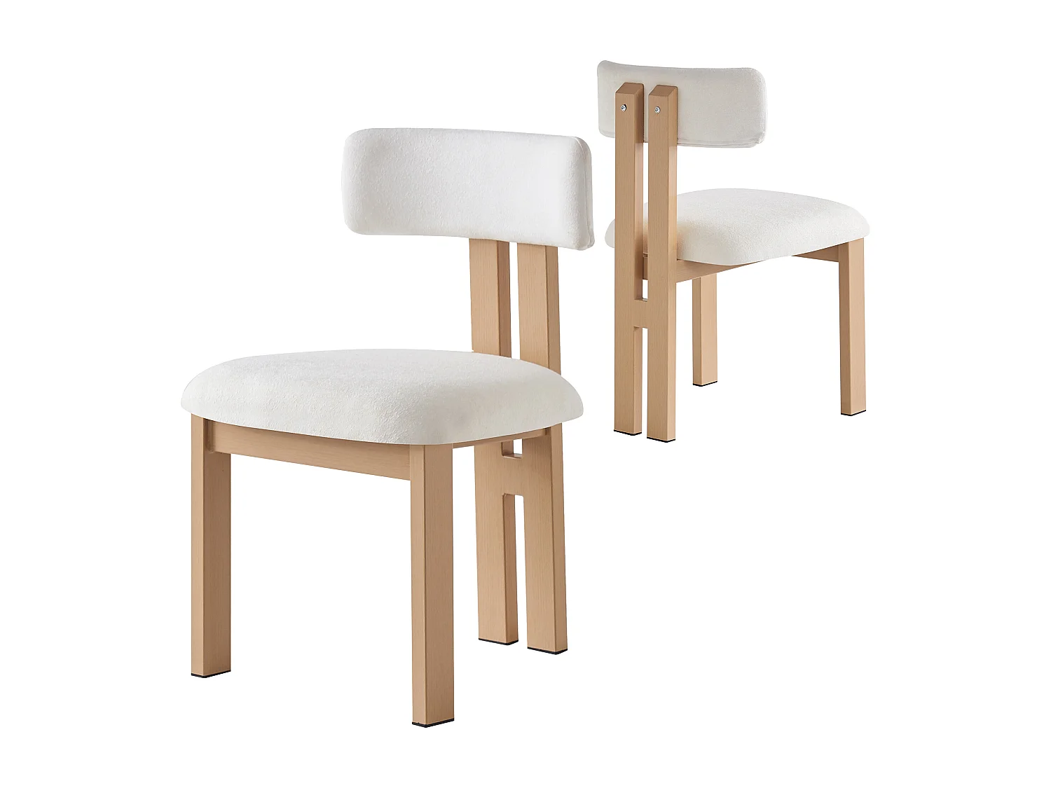 Lot de 2 Chaises de salle à manger - 45.8×54×79 chaise en tissu et Métal, Blanc