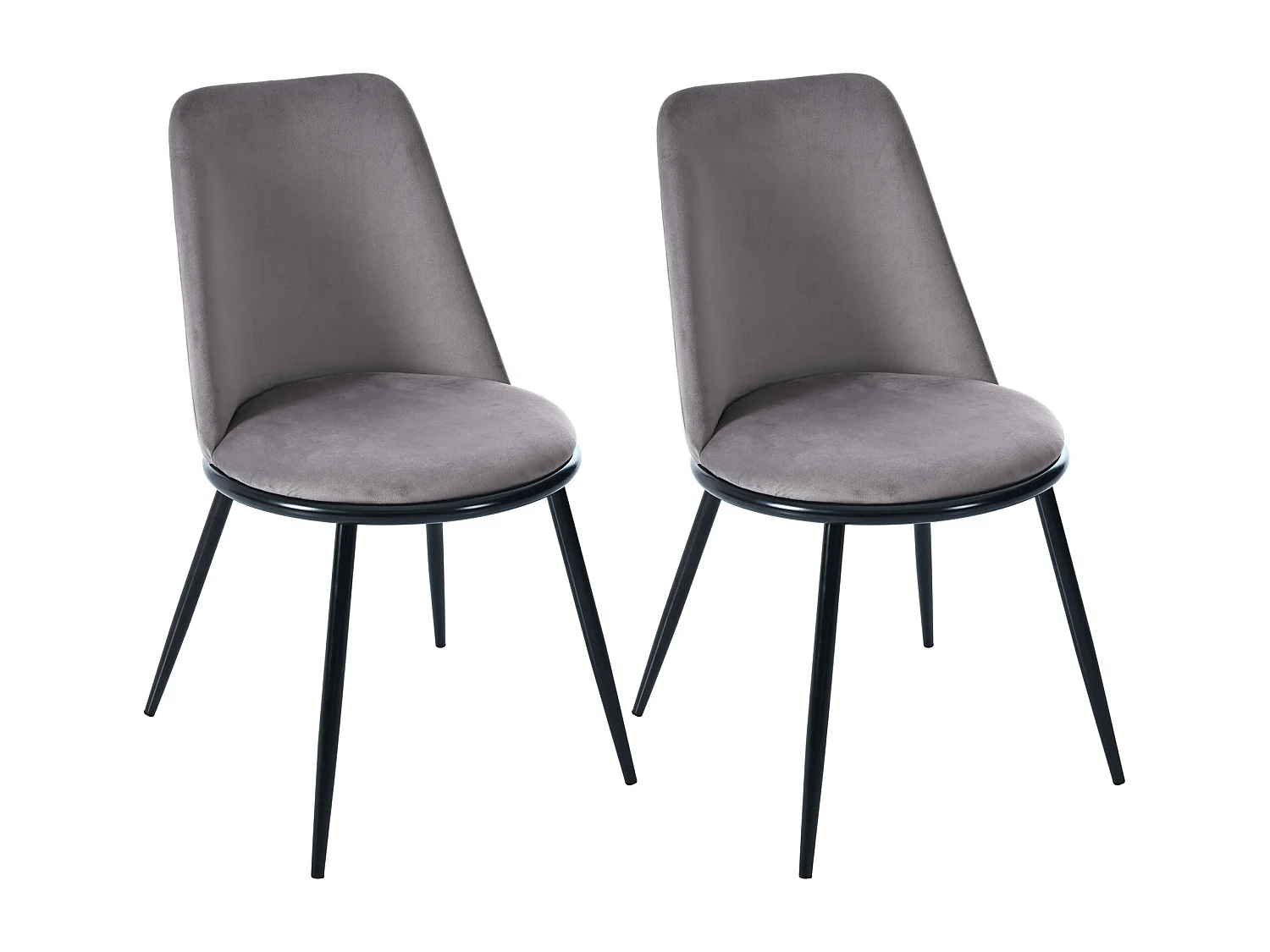 Lot de 2 Chaises de salle à manger -44×41×88 cm, en velours et métal,150 kg max, gris+noir