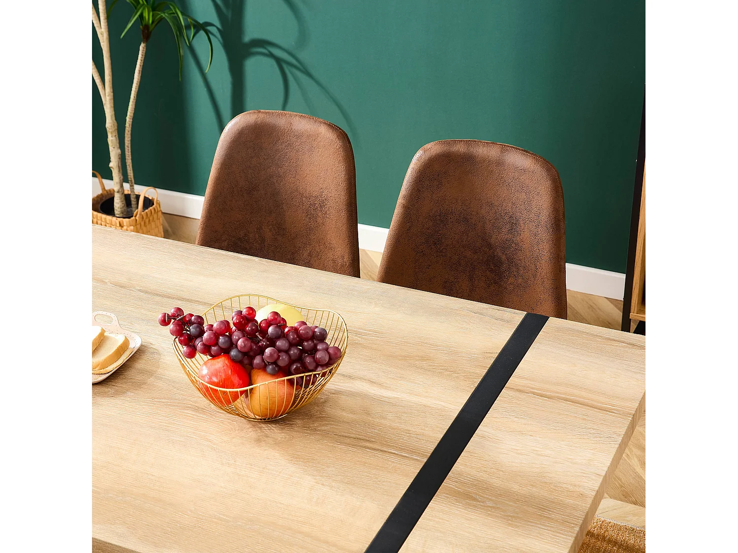 Table à manger-138×76×76 cm, moderne, pour 4-6 personnes, pieds en métal, Brun