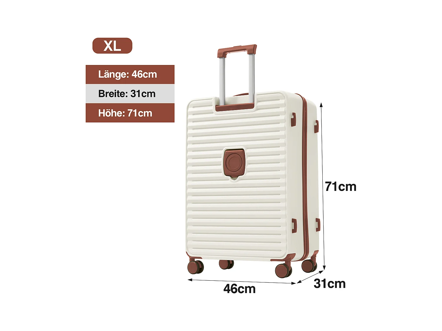 3-delige handbagageset 20&24&28 inch – Vooropening – ABS-materiaal – TSA-slot – 360° rol – wit