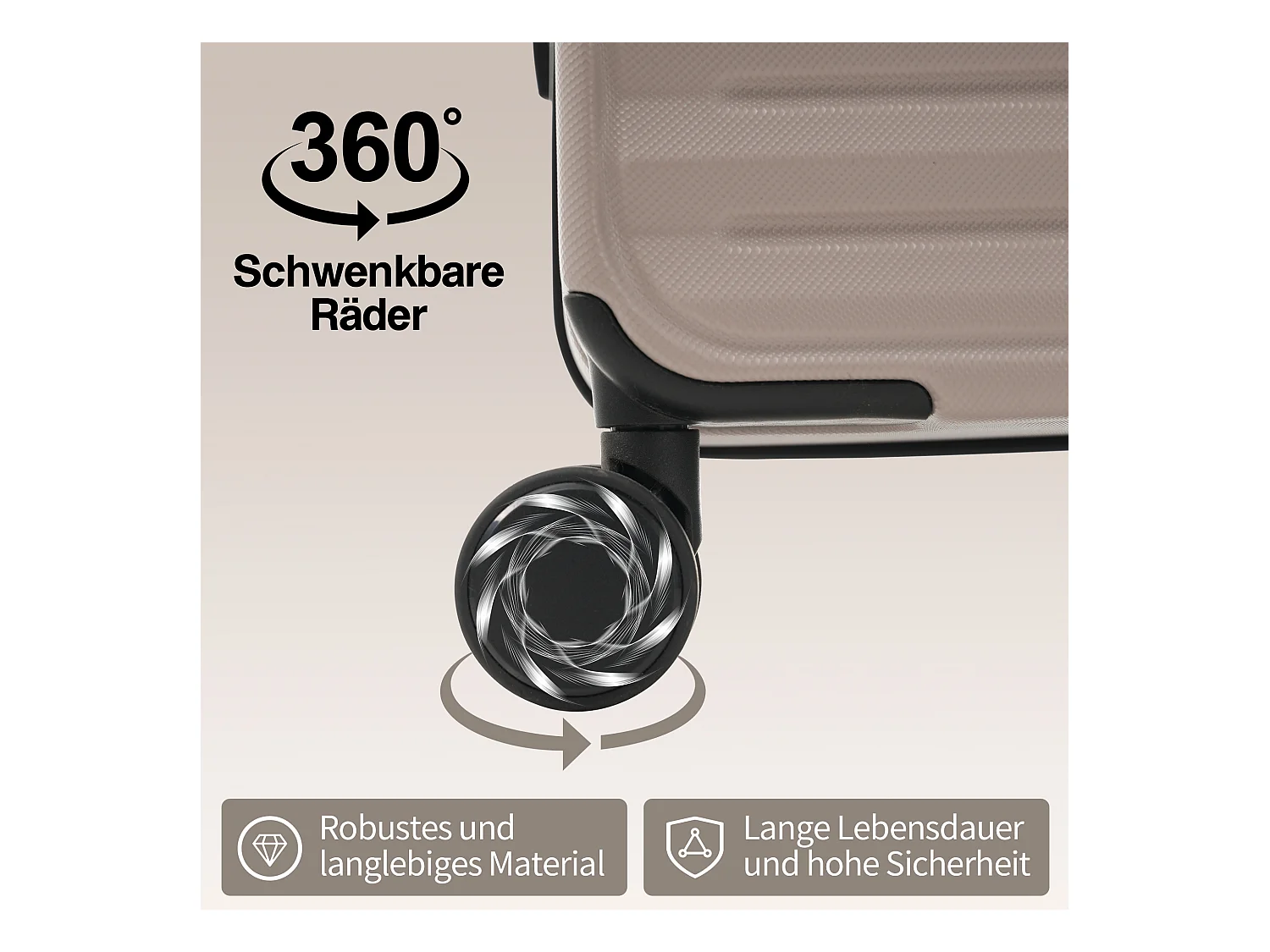 3-delige handbagageset 20&24&28 inch – ontwerp met opening aan de voorkant – ABS-materiaal – TSA-slot – 360° rol – bruin