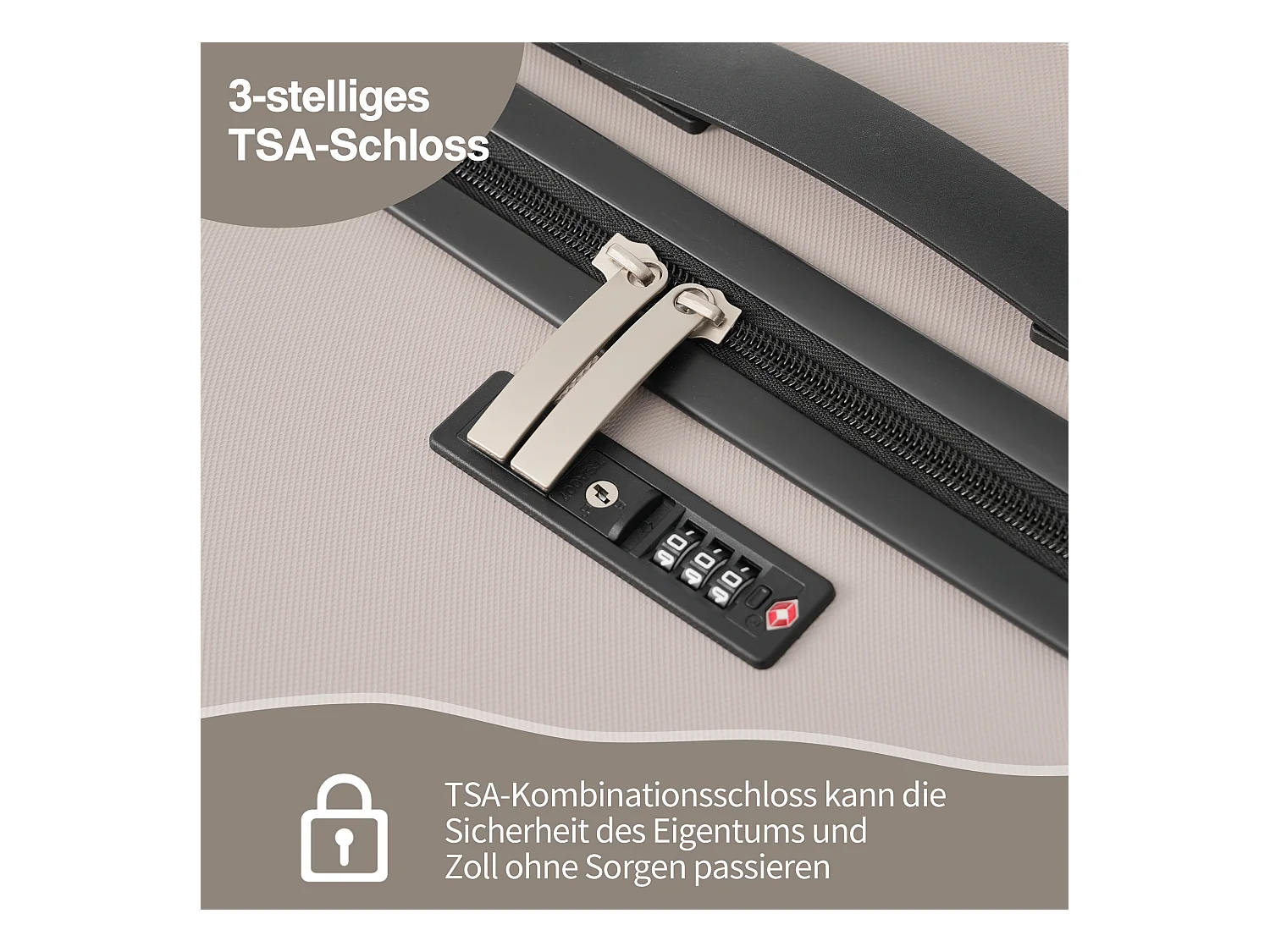 3-delige handbagageset 20&24&28 inch – ontwerp met opening aan de voorkant – ABS-materiaal – TSA-slot – 360° rol – bruin