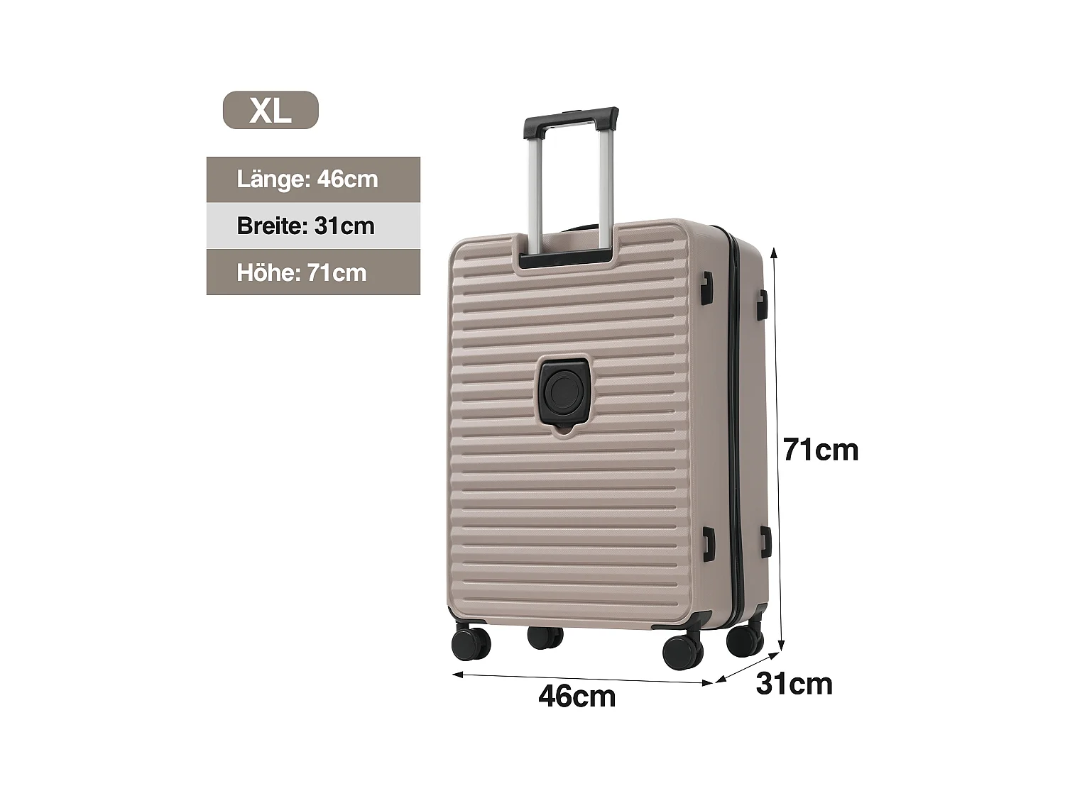 3-delige handbagageset 20&24&28 inch – ontwerp met opening aan de voorkant – ABS-materiaal – TSA-slot – 360° rol – bruin
