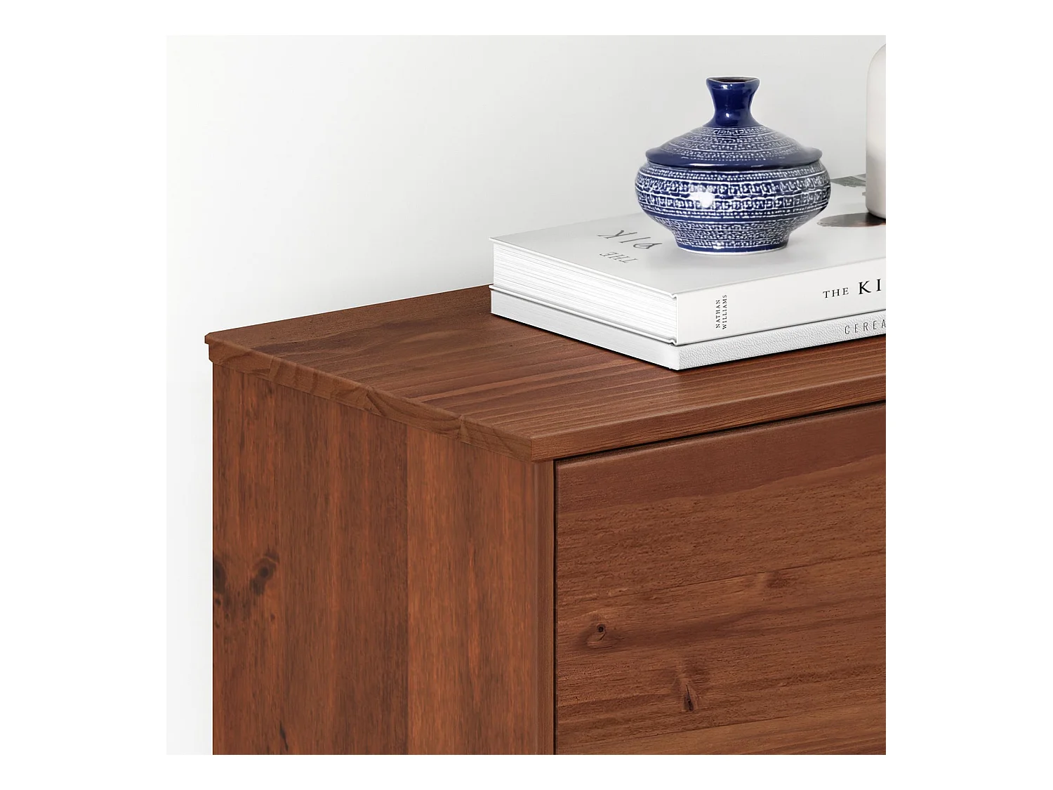 Meuble à chaussures entrée Mikka 2 abattants en bois massif coloris châtaignier pour jusqu'à 10 paires 59 x 96 x 25 cm