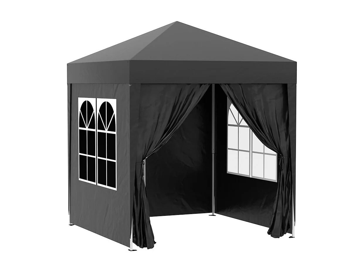 Tonnelle Pliable 4 m² - 2 fenêtres 4 Côtés - Acier et tissu Oxford - 2 portes avec fermeture éclair
