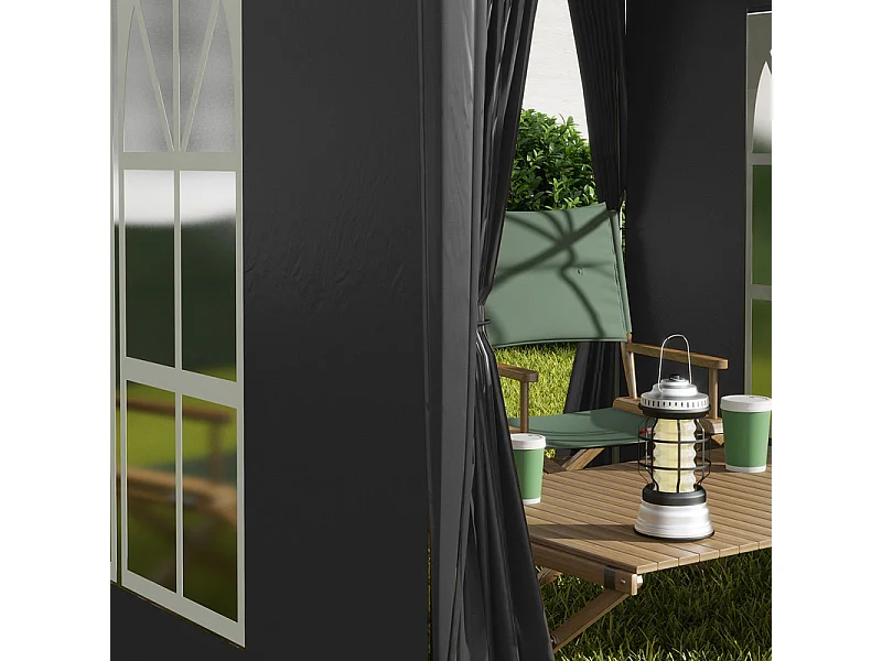 Tonnelle Pliable 4 m² - 2 fenêtres 4 Côtés - Acier et tissu Oxford - 2 portes avec fermeture éclair