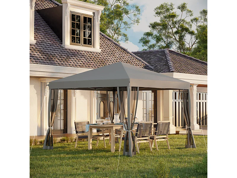 Gazebo in acciaio e tessuto Oxford 420D - 3x3m 9 m² - con tende - 2 porte con zip