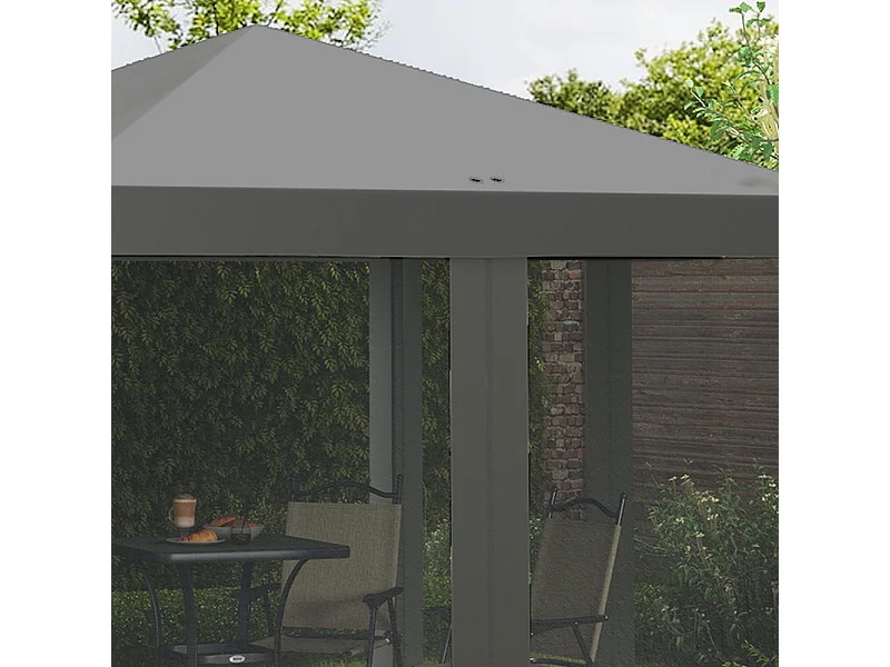 Gazebo in acciaio e tessuto Oxford 420D - 3x3m 9 m² - con tende - 2 porte con zip