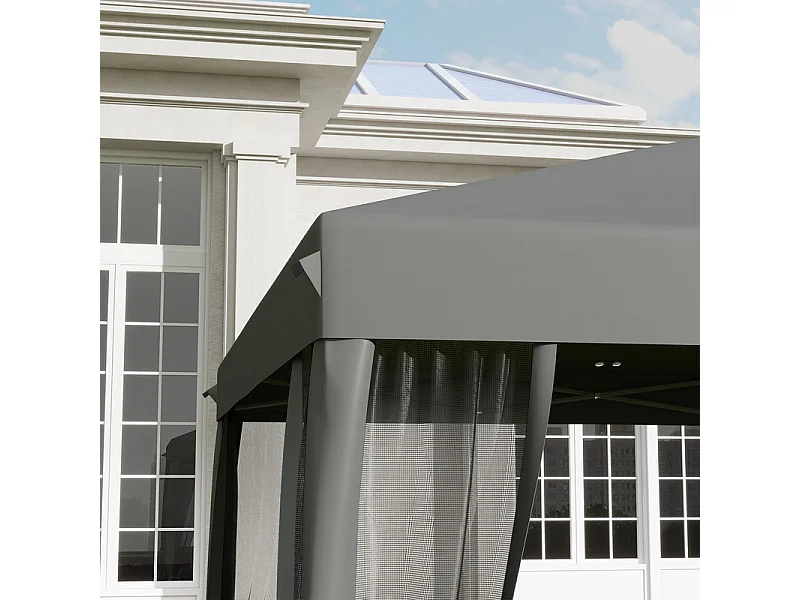 Gazebo in acciaio e tessuto Oxford 420D - 3x3m 9 m² - con tende - 2 porte con zip