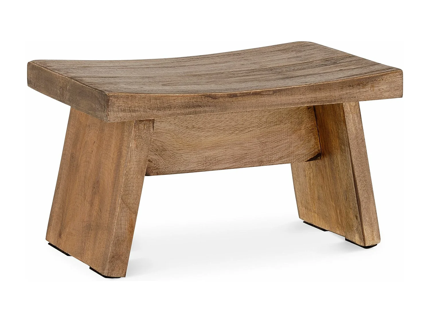 Tabouret bas FLORESTA H 18 cm en acajou de coloris rustique, petit tabouret décoratif rectangulaire