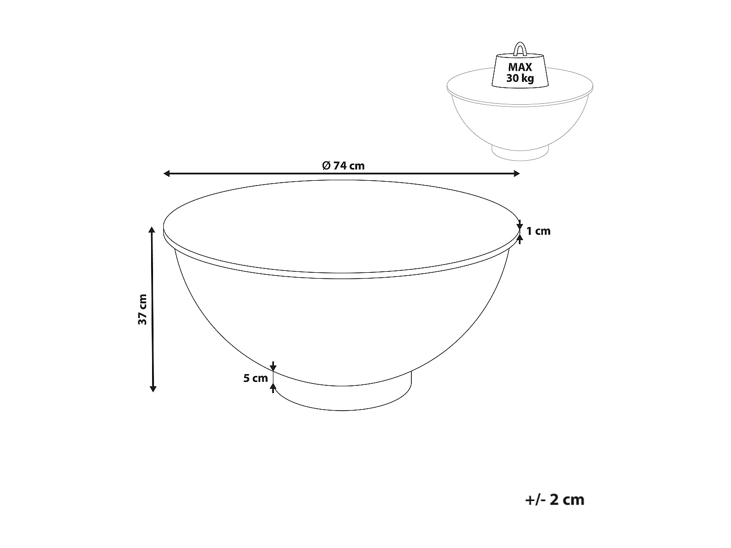 Tavolino da caffè NADINE Ceramica Nero con contenitore