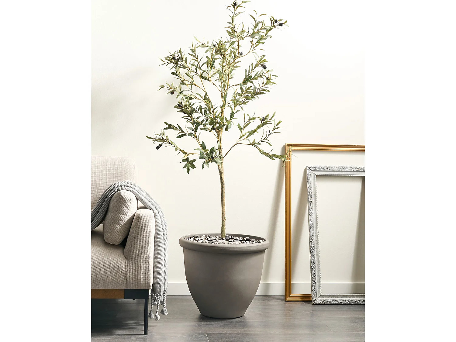 Blumenkübel TESALIA Kunststoff 49 cm Grau