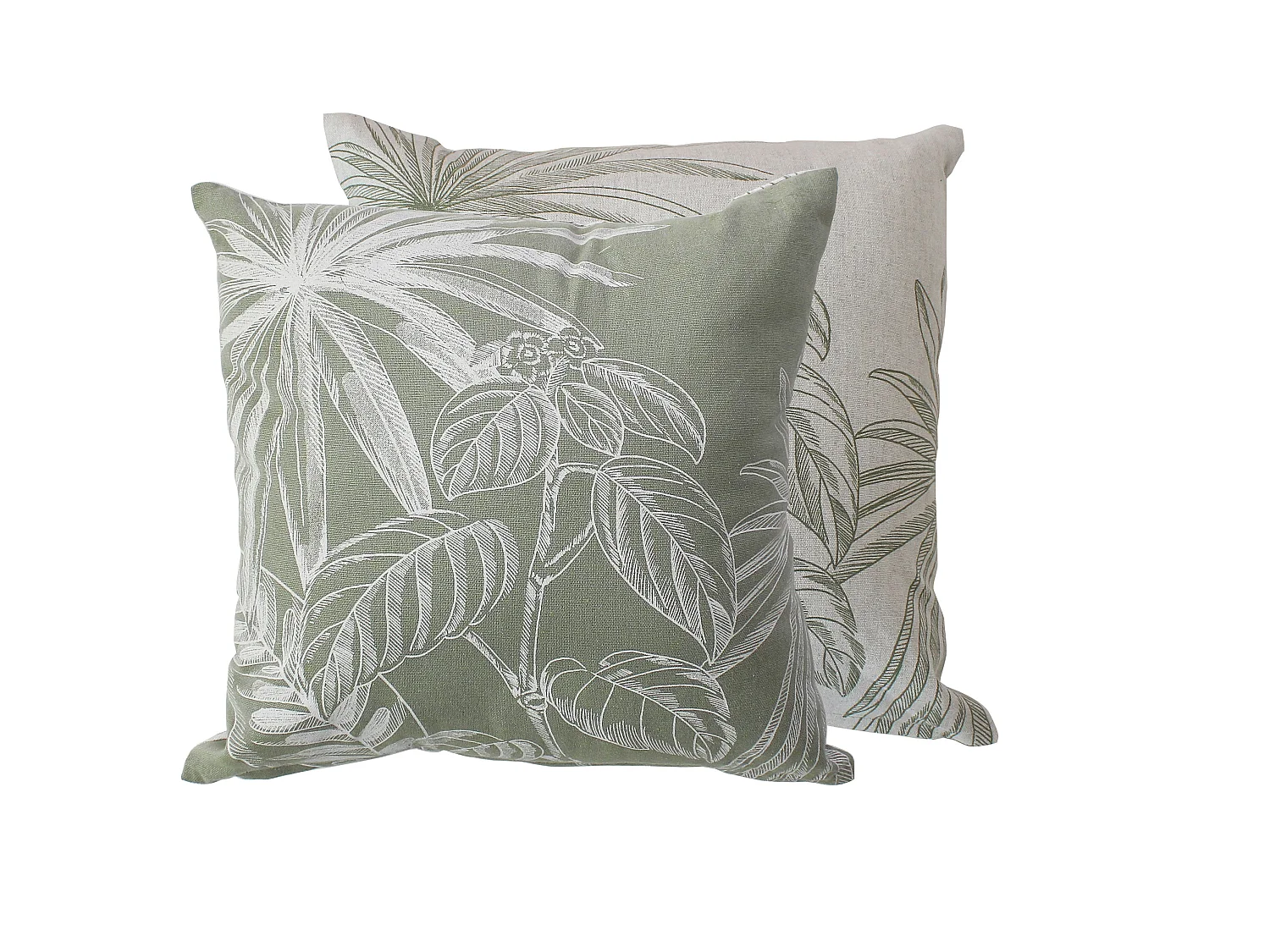 Lot de 2 Coussins déhoussables, carré 40x40cm, Multicouleur, Motif Jungle Tropical, Collection Mambo, CMADECO - Multicouleur