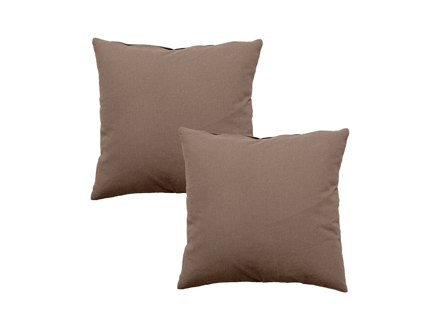 Lot de 2 coussins déhoussables, carré 60x60cm, marron vison, 100% coton, collection Panama