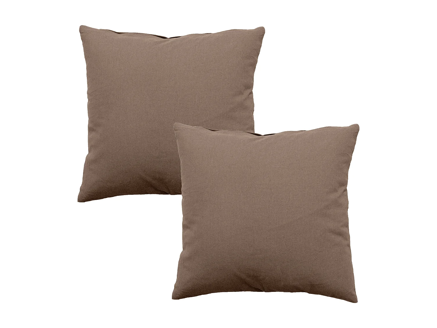 Lot de 2 coussins déhoussables, carré 60x60cm, marron vison, 100% coton, collection Panama