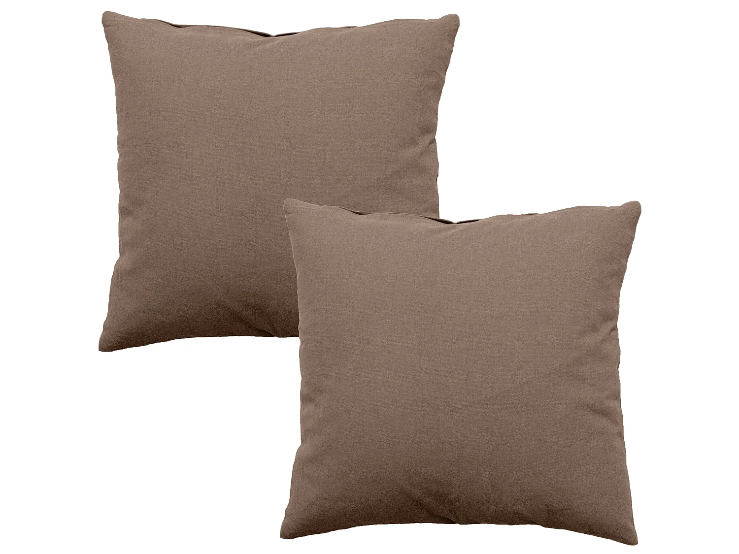 Lot de 2 Coussins déhoussables, carré 60x60cm, 100% coton, Collection Panama, CMADECO - Marron