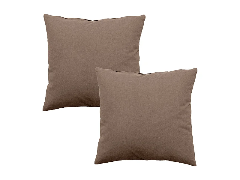 Lot de 2 coussins déhoussables, carré 60x60cm, marron vison, 100% coton, collection Panama