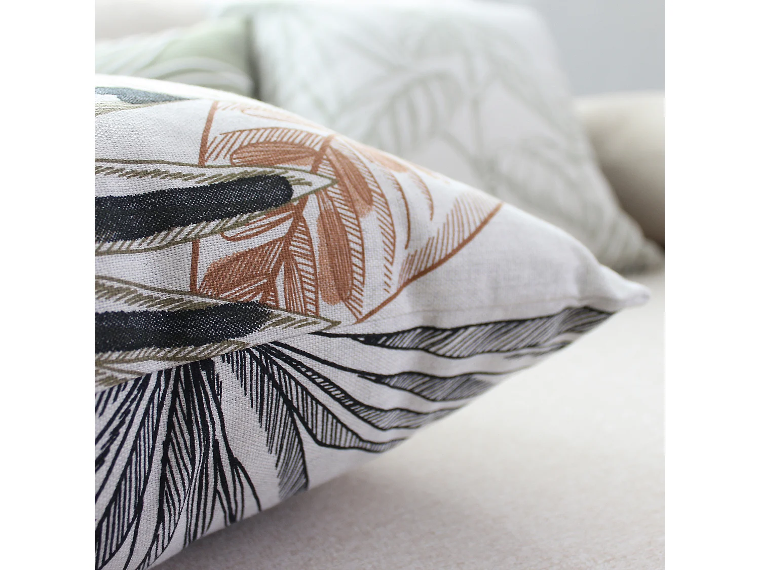 Lot de 2 Coussins déhoussables, carré 40x40cm, Multicouleur, Motif Jungle Tropical, Collection Mambo