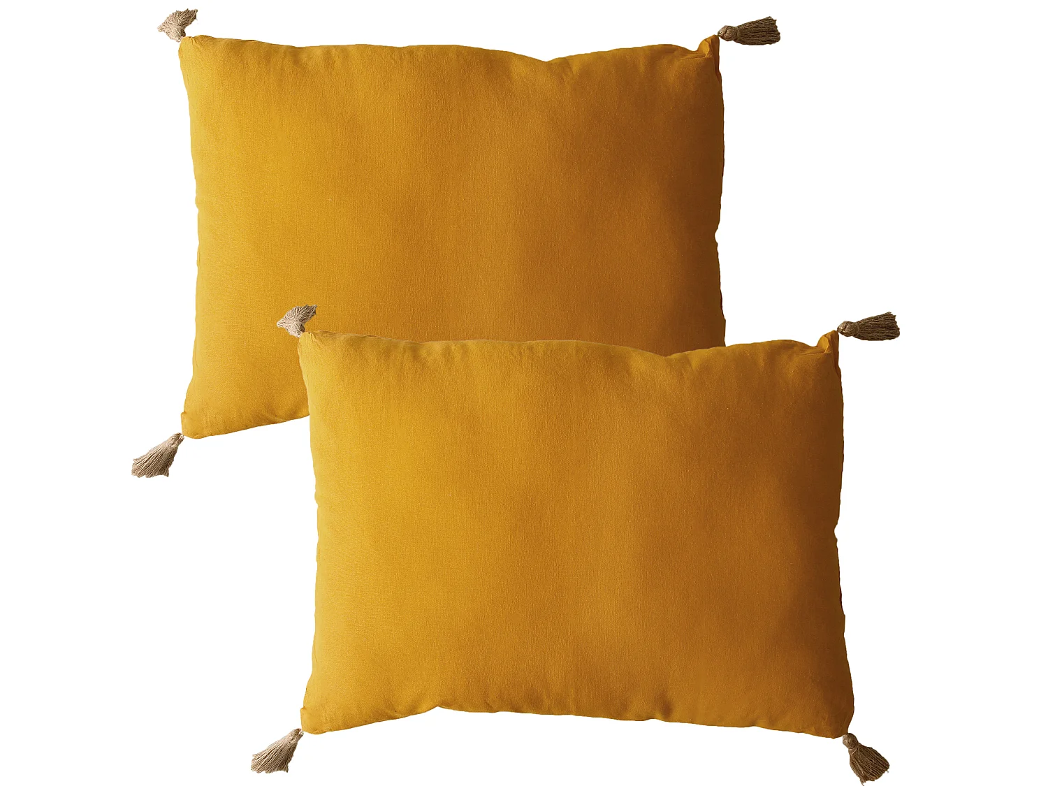 Lot de 2 Coussins bohème, rectangulaire 50x70 cm, 100% coton, Collection Panama, CMADECO - Jaune