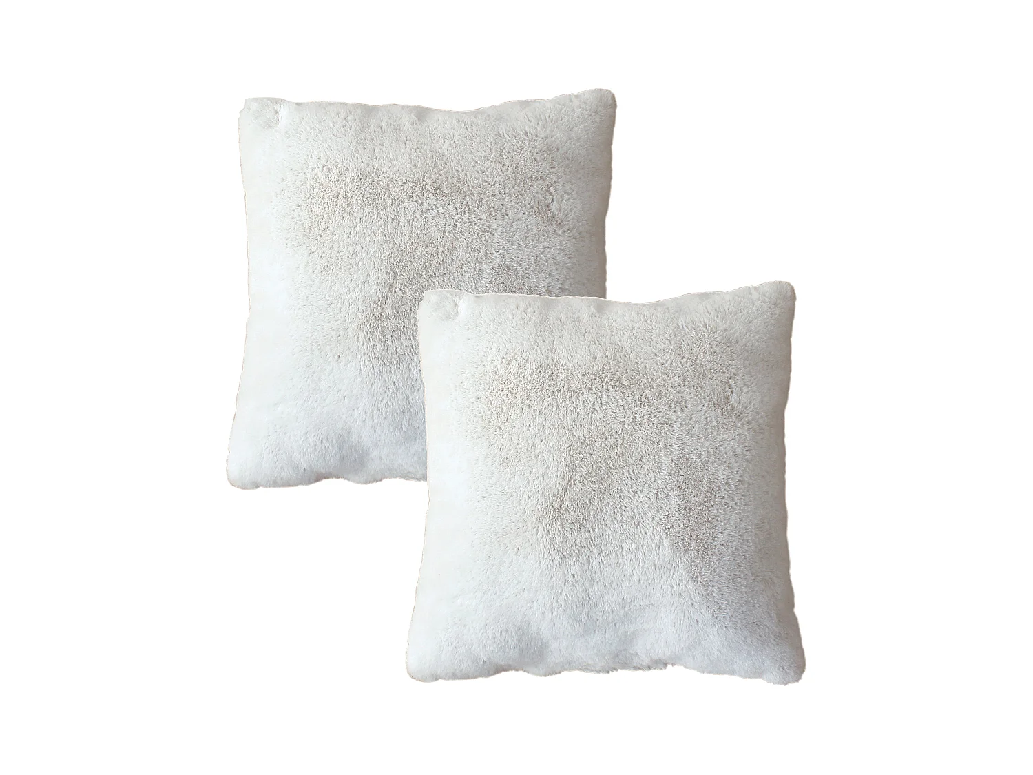 Lot de 2 coussins carré, fausse fourrure recto verso, 40x40cm, blanc, Collection Rabbit