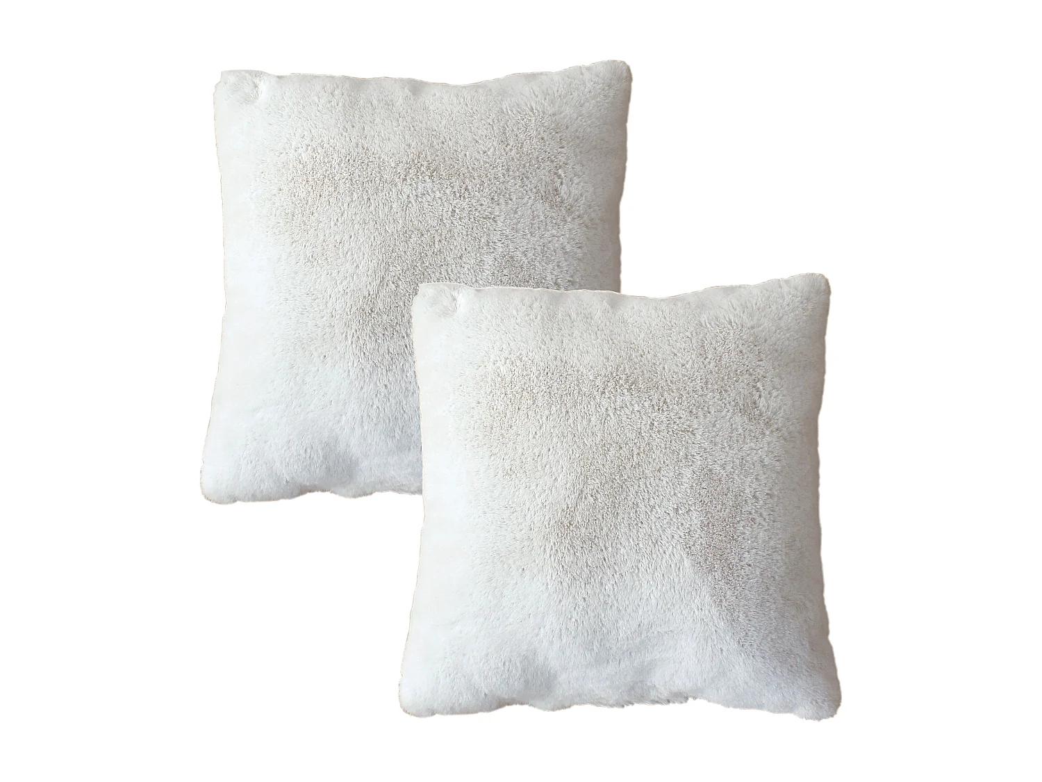 Lot de 2 coussins carré, fausse fourrure recto verso, 40x40cm, blanc, Collection Rabbit