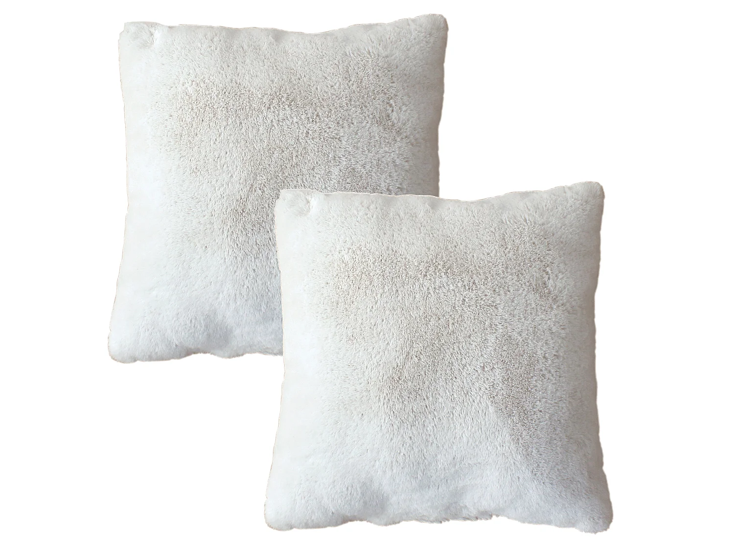 2 Coussins Carré, fausse fourrure recto verso, 40x40cm, Collection Rabbit, CMADECO - Blanc