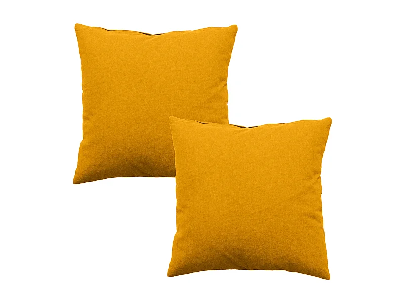 Lot de 2 coussins déhoussables, carré 60x60cm, jaune moutarde, 100% coton, collection Panama