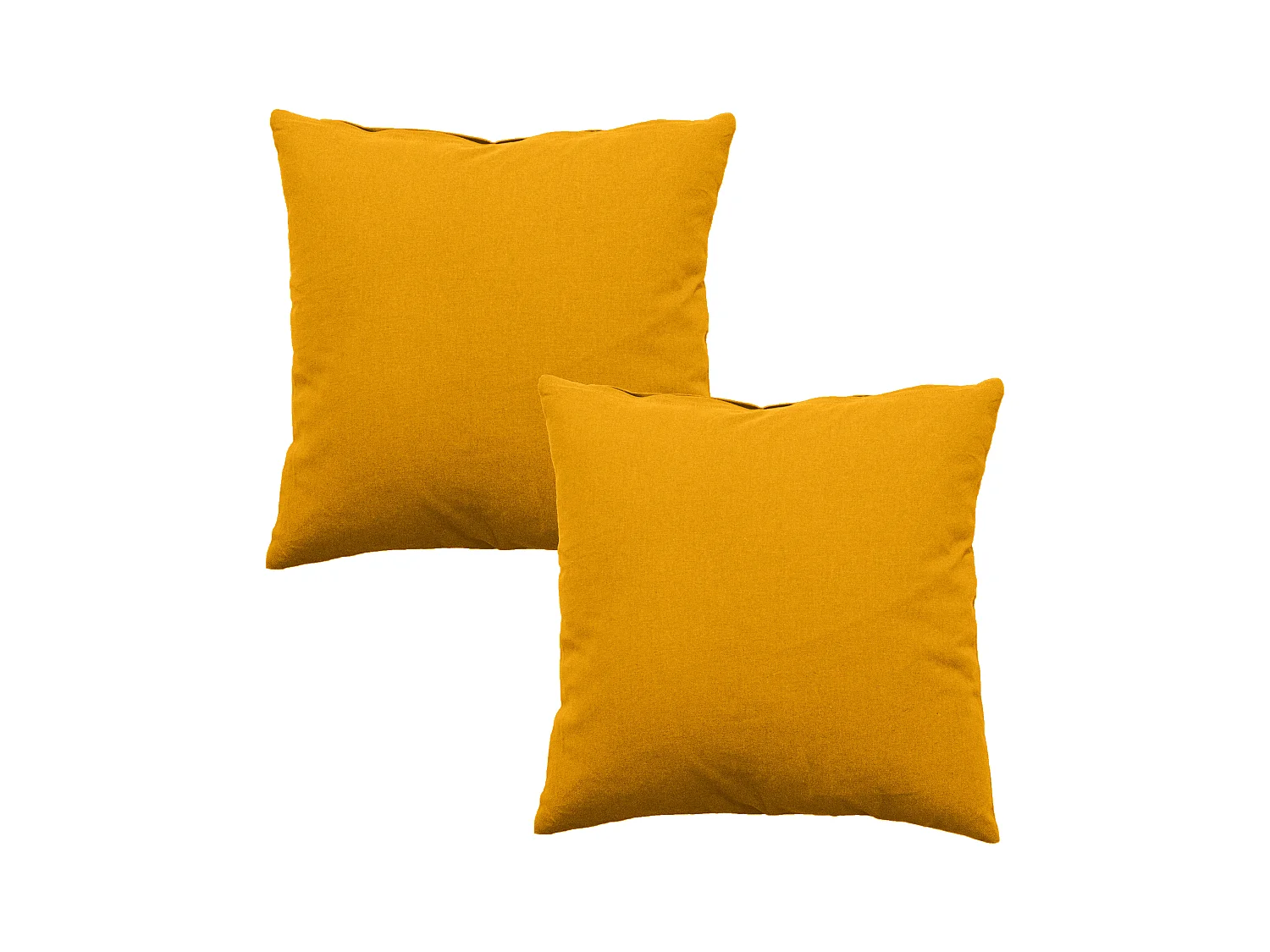 Lot de 2 coussins déhoussables, carré 60x60cm, jaune moutarde, 100% coton, collection Panama