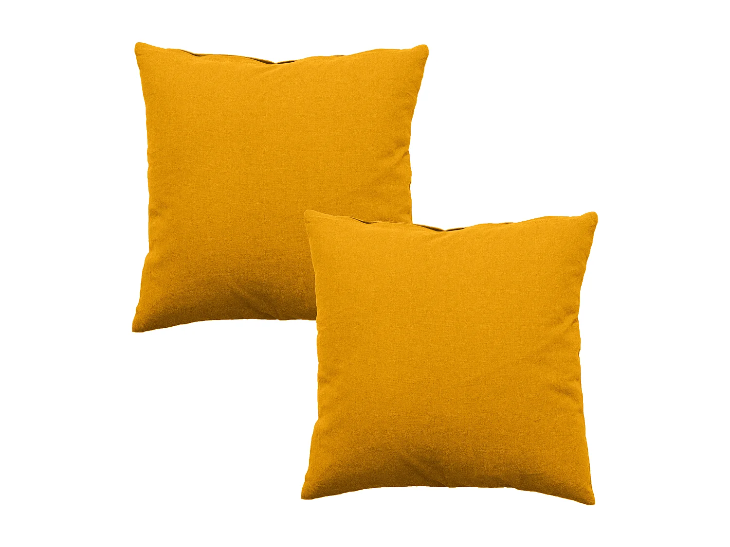 Lot de 2 coussins déhoussables, carré 60x60cm, jaune moutarde, 100% coton, collection Panama