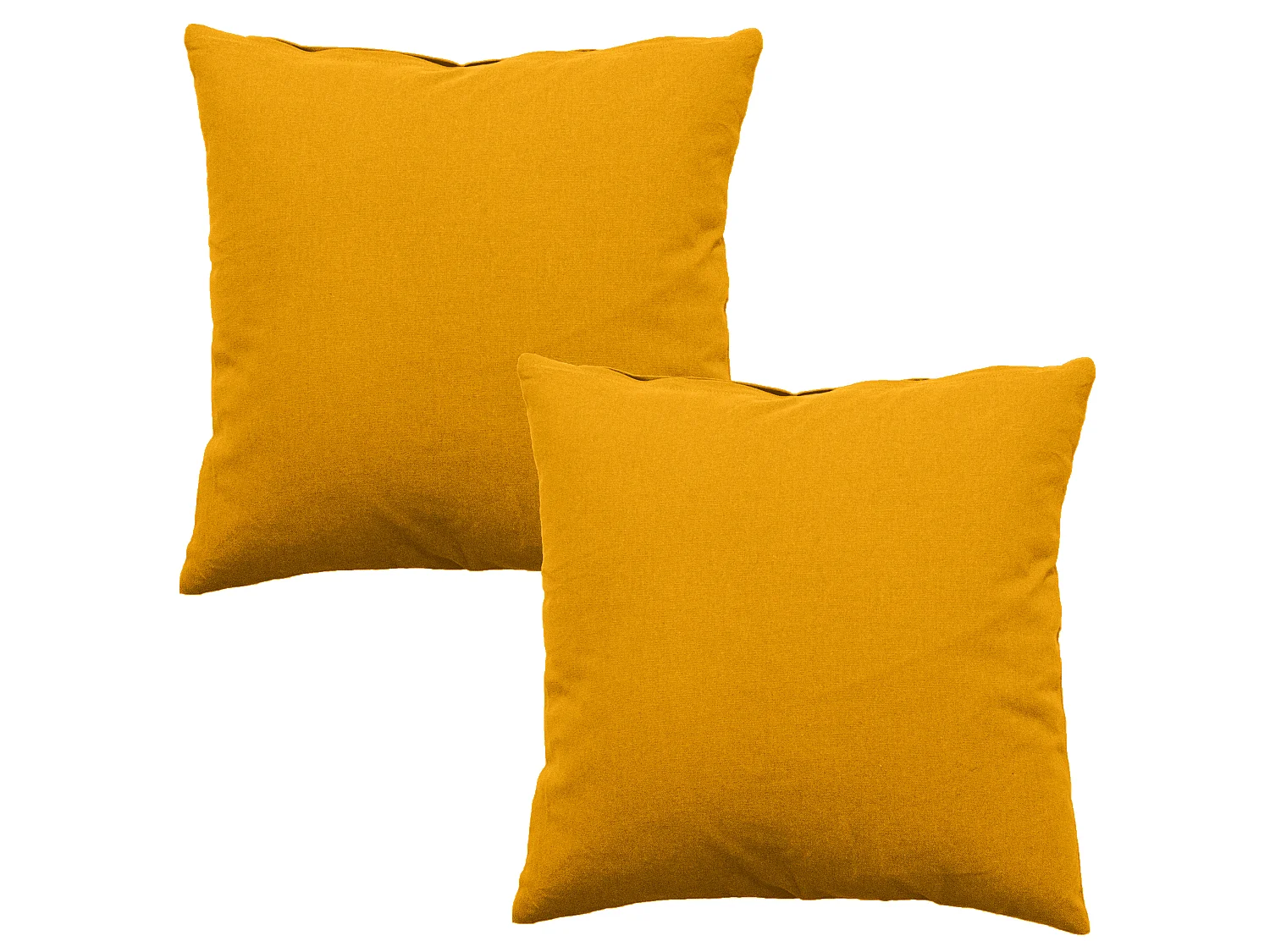 Lot de 2 Coussins déhoussables, carré 60x60cm, 100% coton, Collection Panama, CMADECO - Jaune