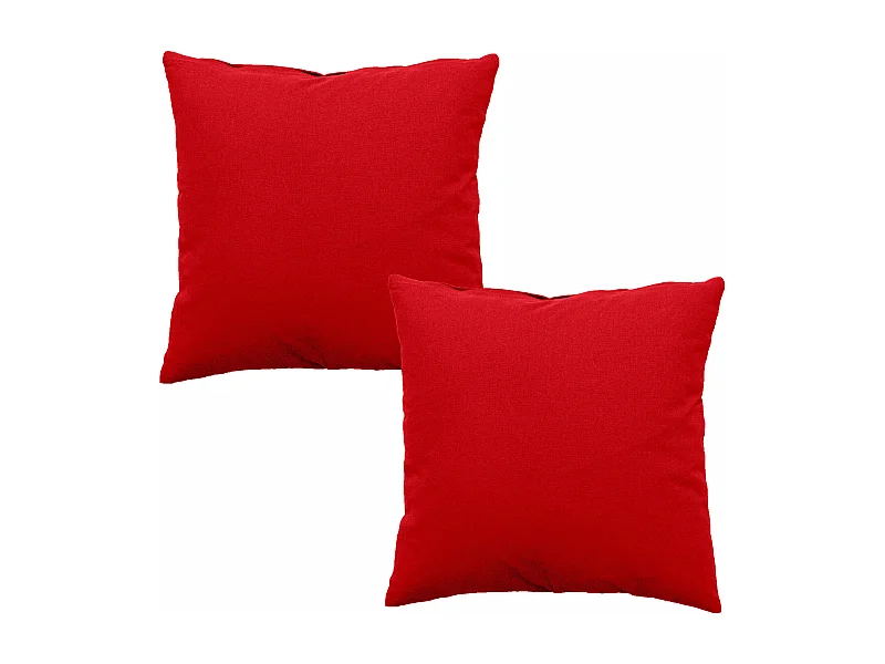 Lot de 2 coussins déhoussables, carré 60x60cm, rouge, 100% coton, collection Panama