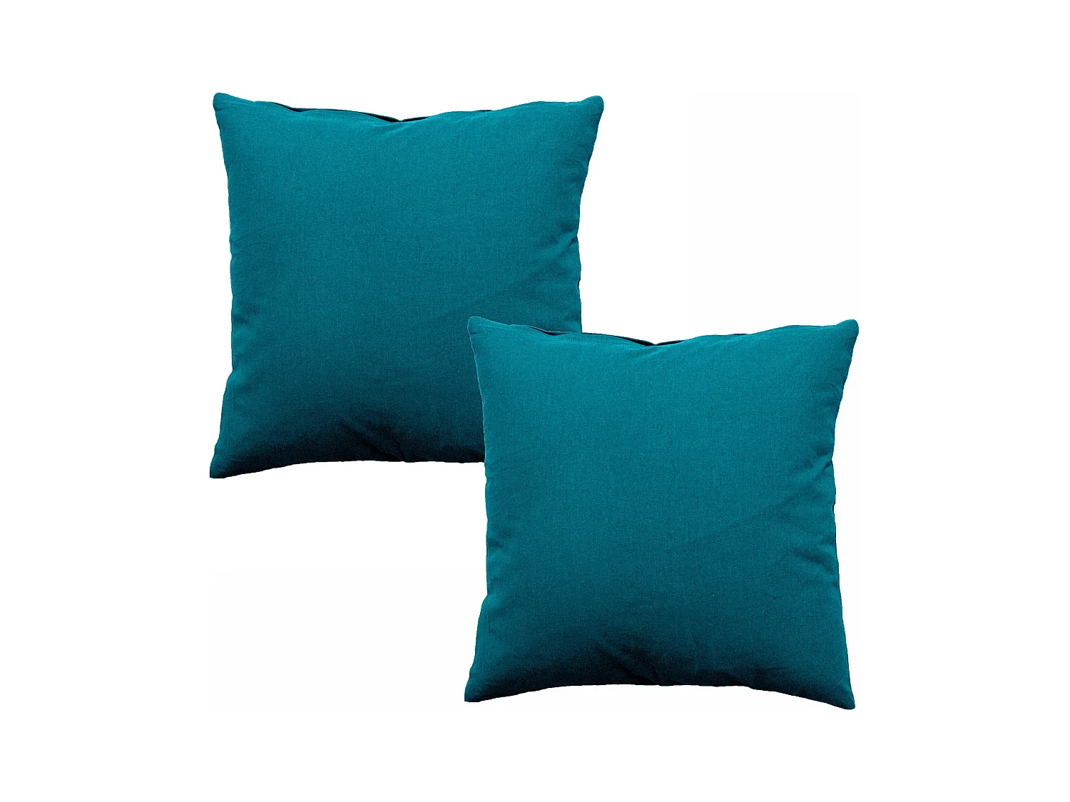 Lot de 2 coussins déhoussables, carré 60x60cm, bleu canard, 100% coton, collection Panama