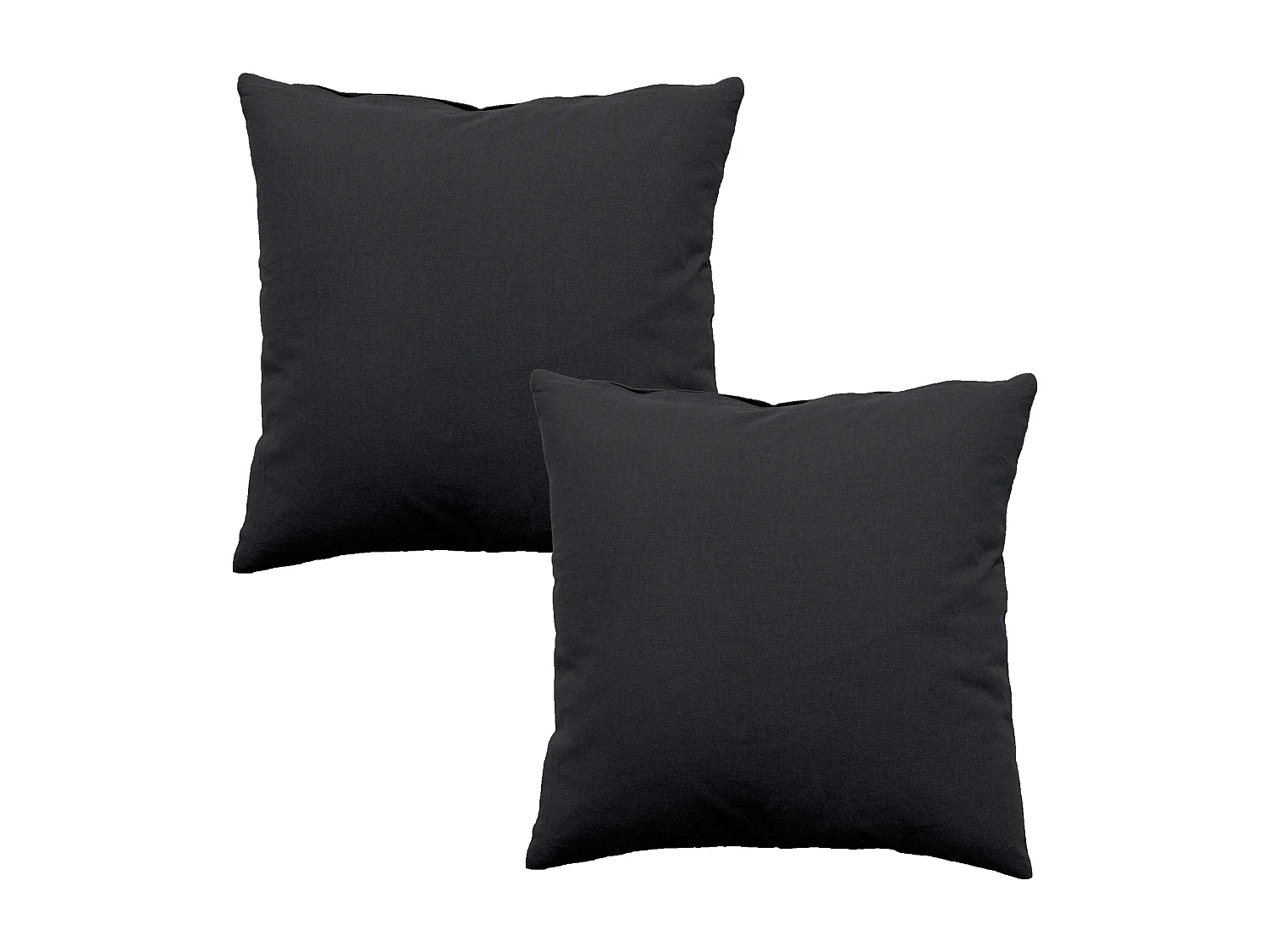 Lot de 2 coussins déhoussables, carré 60x60cm, gris foncé, 100% coton, collection Panama