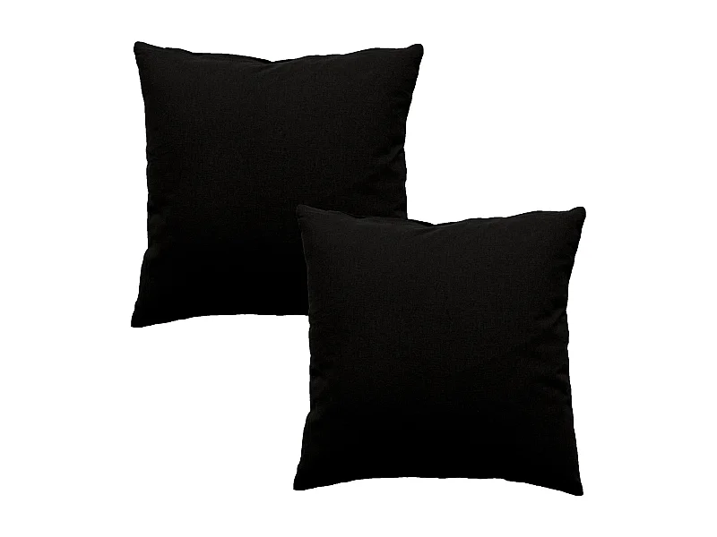 Lot de 2 coussins déhoussables, carré 60x60cm, noir, 100% coton, collection Panama