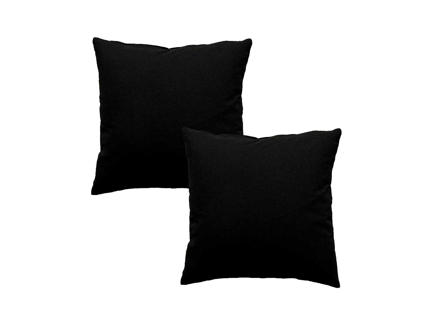 Lot de 2 coussins déhoussables, carré 60x60cm, noir, 100% coton, collection Panama