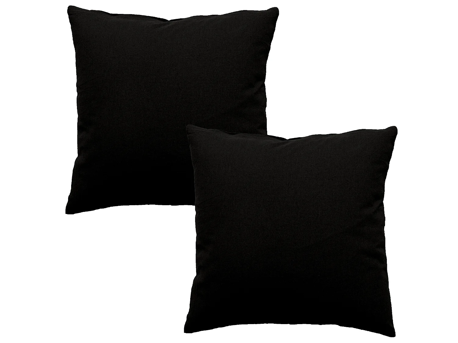 Lot de 2 Coussins déhoussables, carré 60x60cm, 100% coton, Collection Panama, CMADECO - Noir