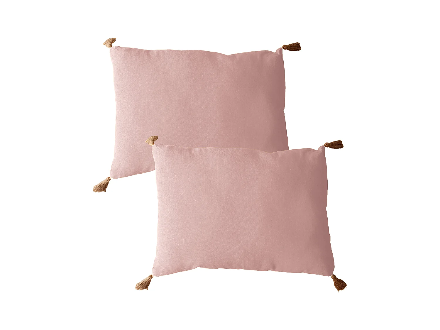 Lot de 2 coussins bohème, rectangulaire 50x70 cm, vieux rose, 100% coton, collection Panama