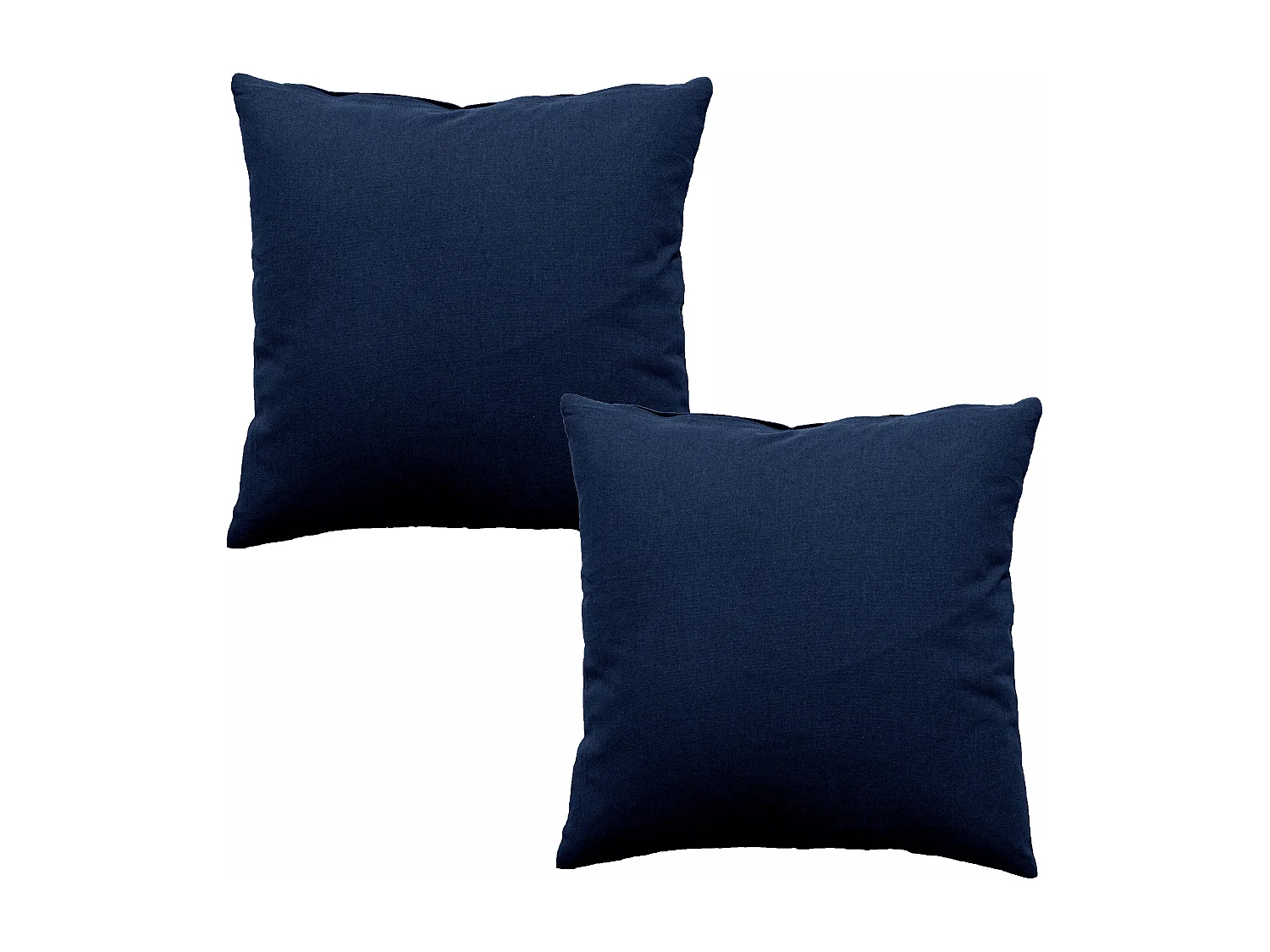 Lot de 2 coussins déhoussables, carré 60x60cm, bleu marine, 100% coton, collection Panama