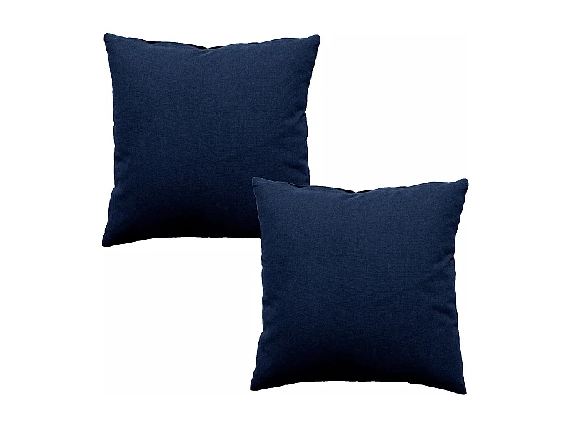 Lot de 2 coussins déhoussables, carré 60x60cm, bleu marine, 100% coton, collection Panama