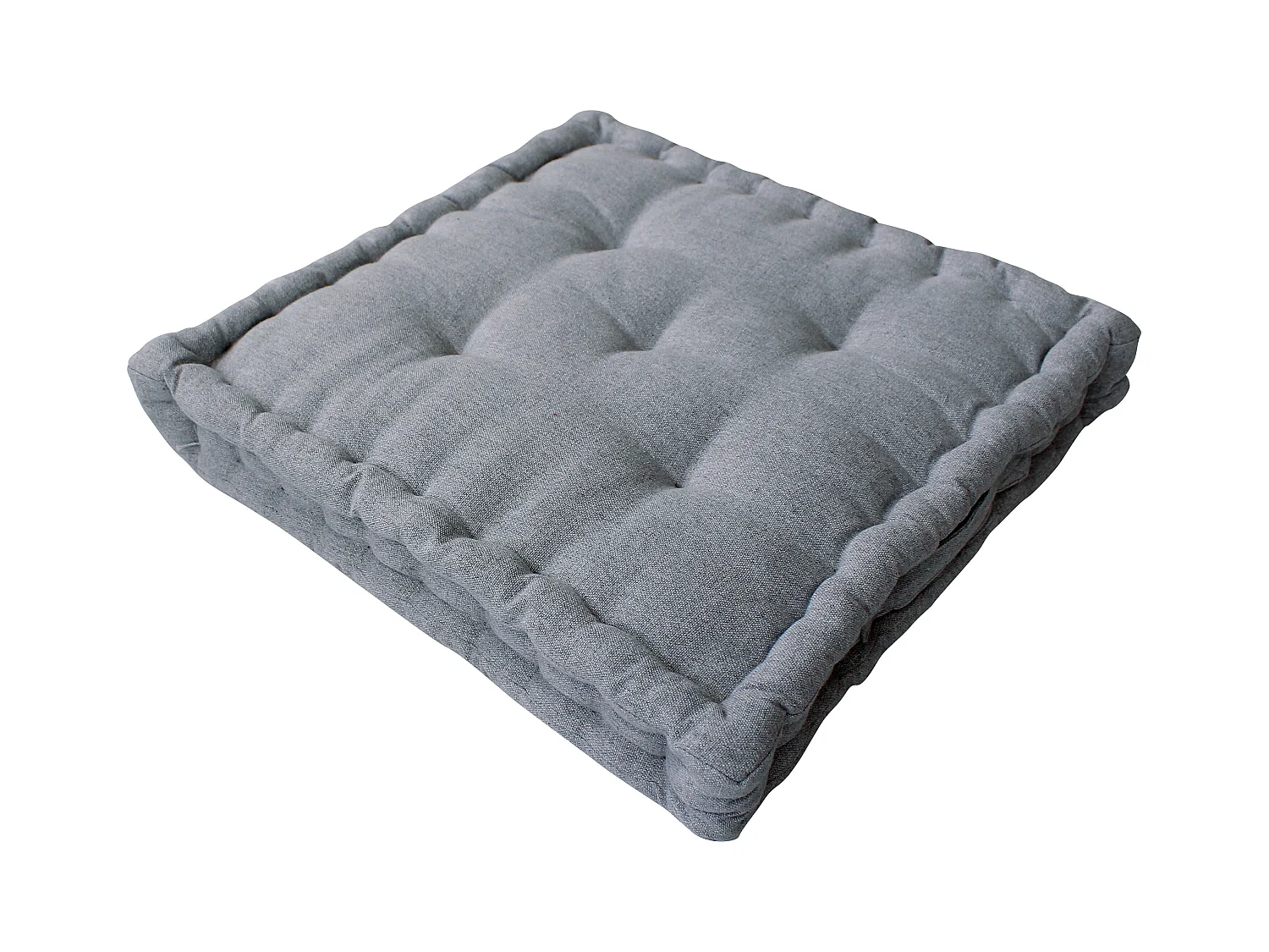 2 Coussins de sol carré avec poignée, 40x40cm, Gris Clair, Collection Dune