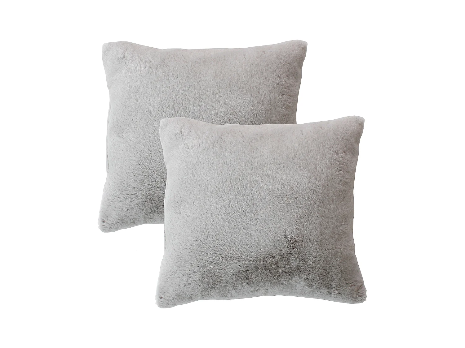 Lot de 2 coussins carré, fausse fourrure recto verso, 40x40cm, gris, Collection Rabbit