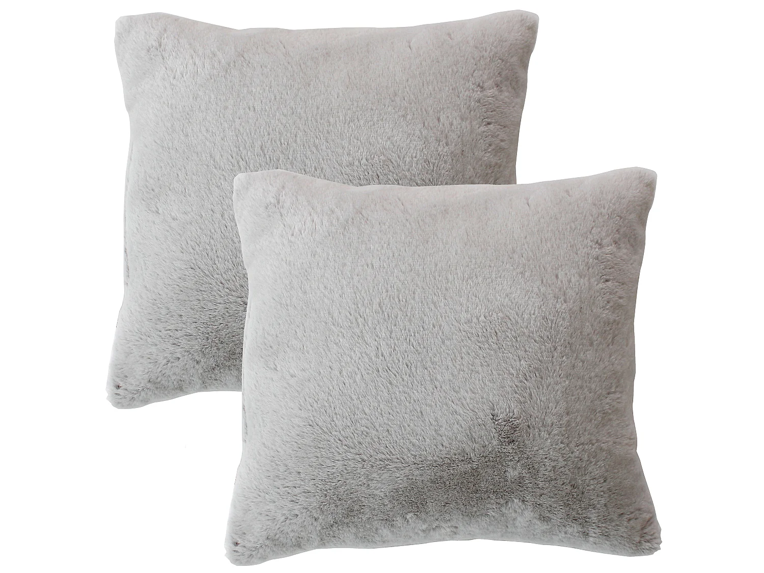 2 Coussins Carré, fausse fourrure recto verso, 40x40cm, Collection Rabbit, CMADECO - Gris