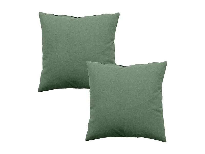 Lot de 2 coussins déhoussables, carré 60x60cm, vert argile, 100% coton, collection Panama