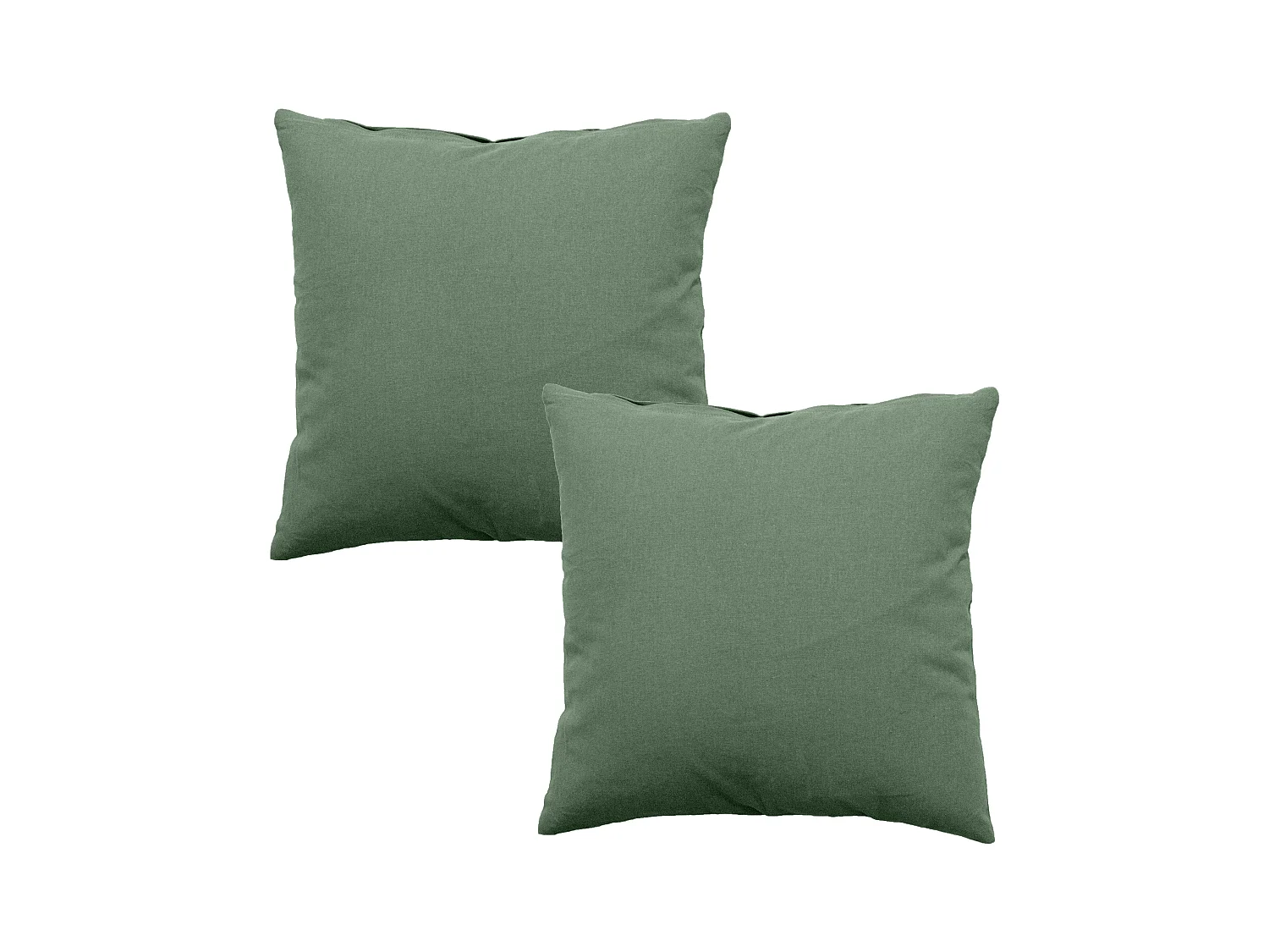 Lot de 2 coussins déhoussables, carré 60x60cm, vert argile, 100% coton, collection Panama